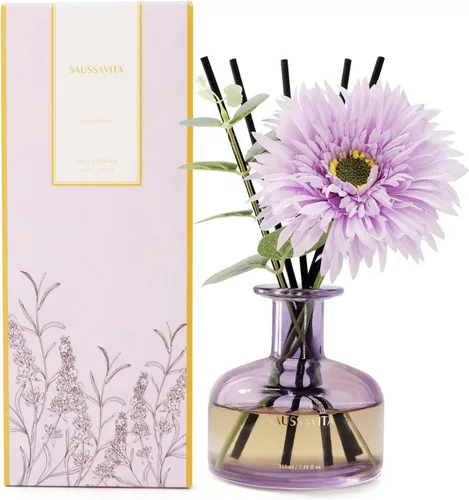 Vista 10 de juego de difusor de cañas para el hogar, 7.1 fl oz / 210 ml - Difusor de fragancia de mandarina con varillas, difusor de fragancia floral de cañas