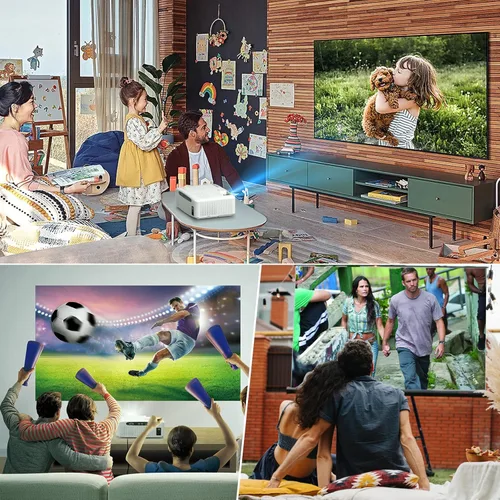 Vista 9 de Proyector Bluetooth WiFi Native 1080P 19000 lúmenes 5G, proyector de película para exteriores de 600 ANSI compatible con 4K, 5G2.4G WiFi y Bluetooth