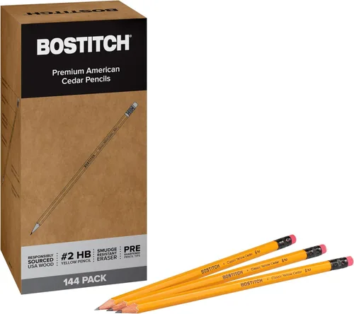 Vista 10 de Bostitch Office Premium - Lápices #2, madera de cedro americano, preafilados, grafito HB, paquete de 24 unidades (BACP12Y-2PK)