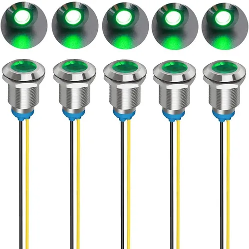 Vista 18 de Gebildet 5 piezas de luz piloto indicadora LED de plástico AC/DC 12-24V, tamaño del orificio de montaje 12 mm (rojo/naranja/azul/verde/blanco)