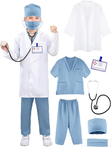 Conjunto de disfraz de médico quirúrgico para niños, uniforme con estetoscopio, juguetes para niños y niñas