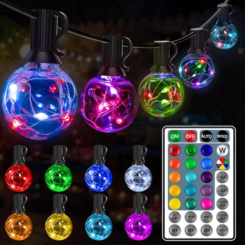 Vista 8 de Ollny 25FT Outdoor String Lights, Waterproof Connectable Shatterproof Outside Light with 13 Edison + 1 Spare LED Bulbs Plug in, Patio Lights for