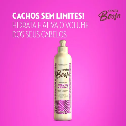 Vista 6 de Seda - Linha Boom - Creme para Pentear Volume Maximo 350 Ml - (Colección Boom - Crema Peinadora Volumen Máximo 11.83 Fl Oz)