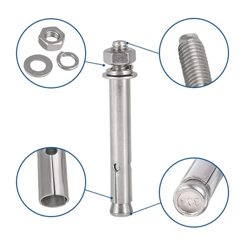 Vista 3 de 5 piezas de pernos de expansión de acero inoxidable 304 M6 x 1.969 in 304, tornillo de expansión hexagonal externo, anclaje de manguera, cubierta