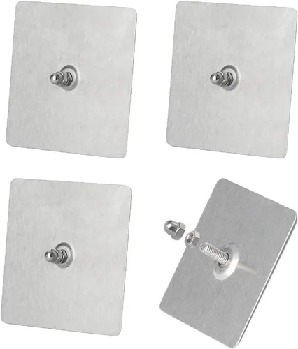 Paquete de 4 ganchos adhesivos de repuesto de acero inoxidable sin taladros, tornillos adhesivos de montaje en pared para organizador de ducha