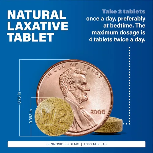 Vista 4 de MAJOR Senna - Tabletas laxantes vegetales naturales de 8,6 mg - Hecho con Sennosides - 1000 unidades (paquete de 1)