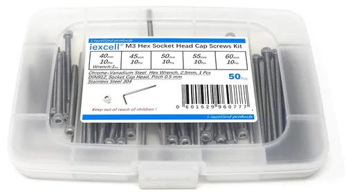 Vista 224 de iexcell Kit de tornillos de cabeza hexagonal de acero inoxidable 304, 100 unidades M2 x 0.157 in, paso de rosca de 0.016 in