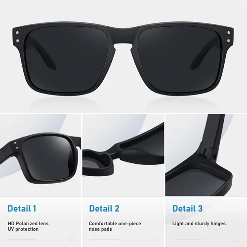 Vista 3 de Gafas de sol polarizadas cuadradas para hombres y mujeres, gafas de sol con protección UV para conducir