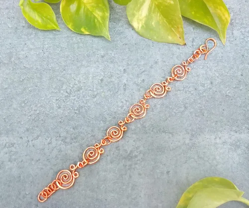 Vista 4 de Pulseras de cadena de cobre puro para mujer, joyería de muñeca