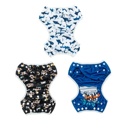 Vista 111 de Alva, Pañales de bebé para nadar, paquete de 2 unidades, talle único, reutilizable, lavable y ajustable de 0 a 36 meses. Tamaño de 10 a 40 lbs