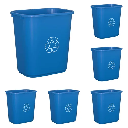 Vista 9 de Cubo de basura rectangular beige de 13 cuartos de galón / 3 galones para dormitorio, oficina, baño, se adapta debajo del escritorio