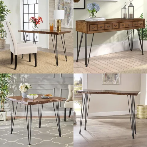 Vista 7 de Patas de mesa de horquilla de 34 pulgadas, patas de mesa de centro de metal, proyectos de bricolaje para muebles para el hogar industrial, patas