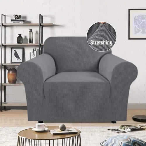 Vista 2 de PrimeBeau Funda elástica para sofá de 1 pieza, protector de muebles con parte inferior elástica, fundas de silla jacquard de punto, fundas elásticas