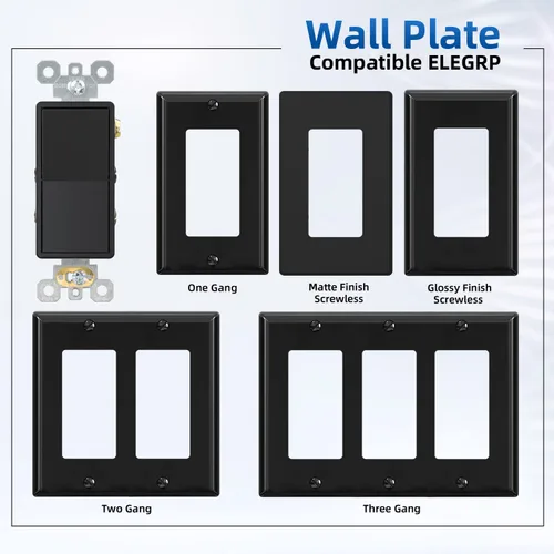 Vista 6 de ELEGRP Interruptor de luz decorativo de 4 vías, 15 amperios, 120-277 voltios, interruptor de pared basculante decorativo de CA de repuesto