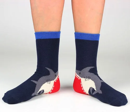 Vista 2 de COTTON DAY Divertidos calcetines de tripulación con diseño colorido de tiburón lagarto serpiente dragón robot