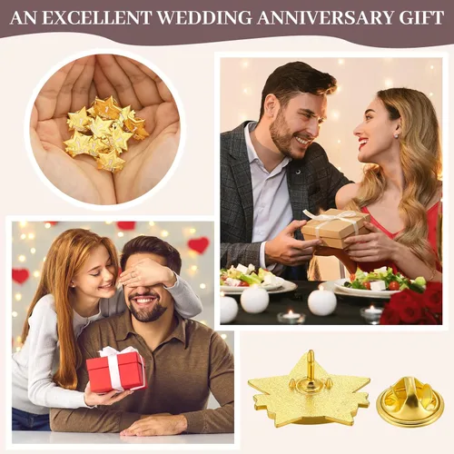 Vista 6 de Tigeen 12 pines de recompensa de servicio anual, pines esmaltados de estrella con premios de años de servicio, para empleados de larga duración