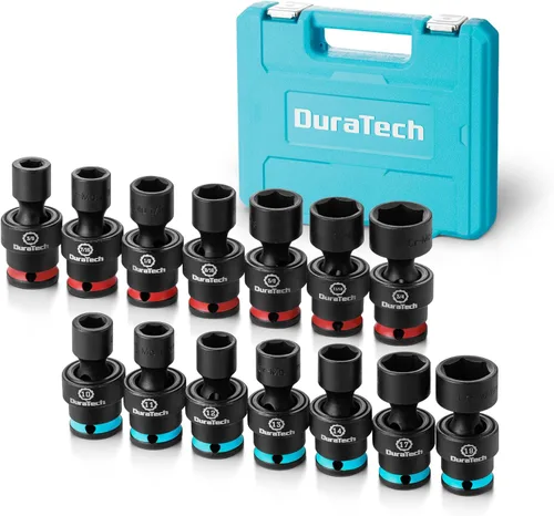 Vista 9 de DURATECH Juego de enchufes de impacto giratorio de 3/8" de transmisión, juego de enchufes de oscilación superficial de 11 piezas, métrico, acero
