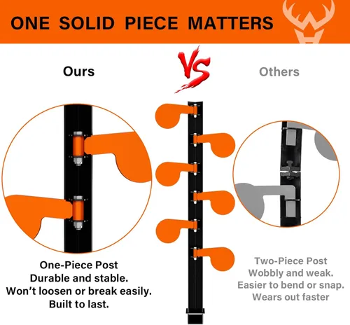 Vista 5 de Highwild AR500 Kit de objetivo de árbol de duelo - Seis paletas de acero 4 "x 1/4" objetivos de tiro reactivos con soporte