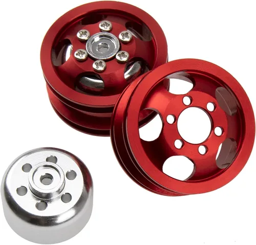 Vista 2 de Buje de llanta de metal a control remoto compatible con WPL B1 B14 B16 B24 B36 C14 C24 C34 B36 1/16 RC Car (rojo)