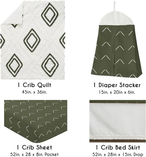Vista 2 de Sweet Jojo Designs Juego de ropa de cama para cuna de bebé de 4 piezas (Boho Chic) para niños o niñas, bebés/guardería, incluye manta de algodón