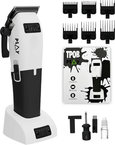 Vista 10 de TPOB Play Barber - Cortapelos para hombre de 7500 RPM con empuñaduras de goma (Blackout 3 Set)