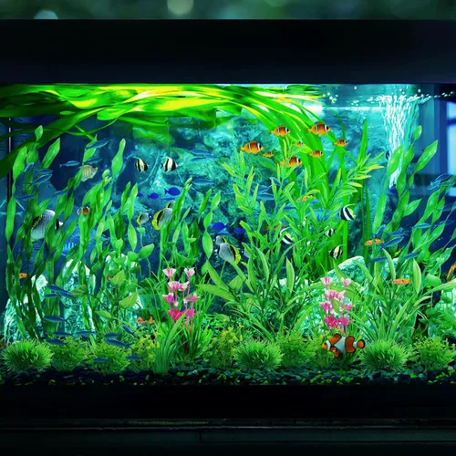 Vista 6 de QUOZUO Plantas de acuario decorativas para peceras verdes, 25 piezas de decoración de peceras, accesorios de pecera, plantas artificiales