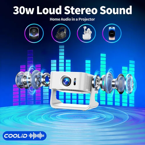 Vista 6 de [Compatible con Netflix y soporte 4K] Mini proyector HD 1080P de doble banda WiFi6 5G y BT 5.4 enfoque automático y evitar obstáculos Proyector