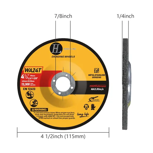 Vista 2 de Muelas abrasivas de 4 1/2 pulgadas para metal y acero inoxidable, disco de molienda para amoladora angular de 4-1/2 pulgadas x 1/4 pulgadas x 7/8