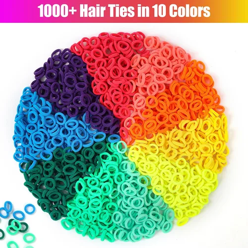 Vista 2 de IQBOX 1000 piezas de bandas de telar de tela de repuesto para kit de fabricación de pulseras, bandas elásticas para manualidades para niñas de 8 a