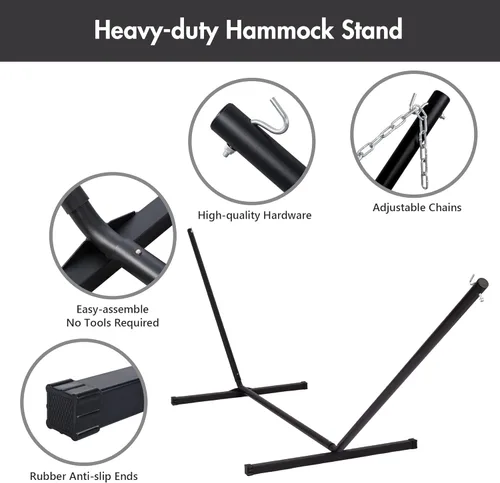 Vista 3 de ANOW Hamaca doble con soporte incluido, hamaca para 2 personas con soporte para exterior, capacidad de peso de 450 libras, cubo gris