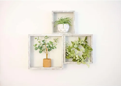 Vista 4 de BarnwoodUSA - Estantería de madera para colgar 100 % madera reciclada, Madera, cuadrado