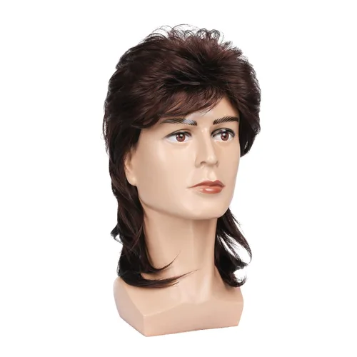 Vista 61 de Kaneles Peluca corta gris de repuesto sintético para hombre, disfraz de Halloween, cabello natural suave en capas (gris)