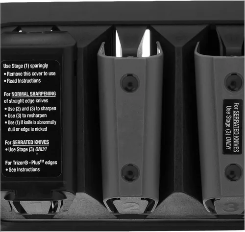 Vista 6 de Chef's Choice afilador de cuchillos profesional de 3 capas, afilador de 120 diamantes, Metal cepillado