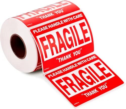 Vista 8 de 1 x 3 pulgadas – 500 pequeñas calcomanías frágiles para envío y mudanza – Fácil de rasgar, adhesivo permanente, mango con calcomanías de cuidado