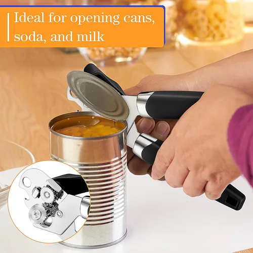 Vista 5 de Gisafai Abrelatas manual de 6 piezas con hoja afilada, borde liso, multifuncional, utensilios de cocina, abridores de mano, perilla de mano de gran
