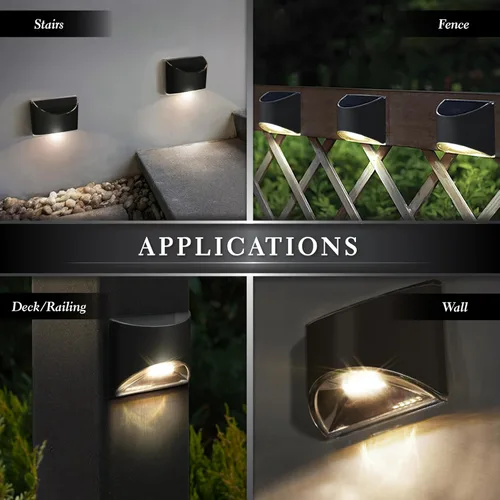 Vista 5 de Classy Caps Lámpara solar de pared y cubierta de alto rendimiento DLS900 - Luces solares de encendido/apagado automático, 4 LED de alto rendimiento