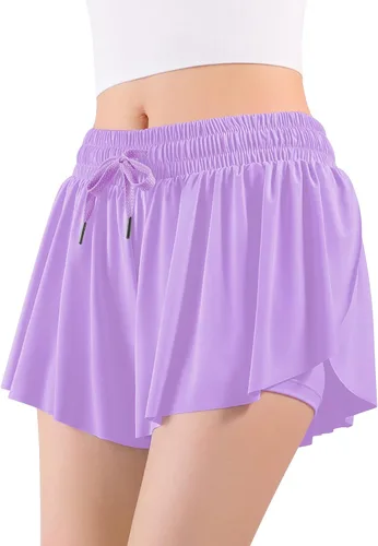 Vista 4 de Auranso Pantalones cortos fluidos con bolsillo 2 en 1 para niñas