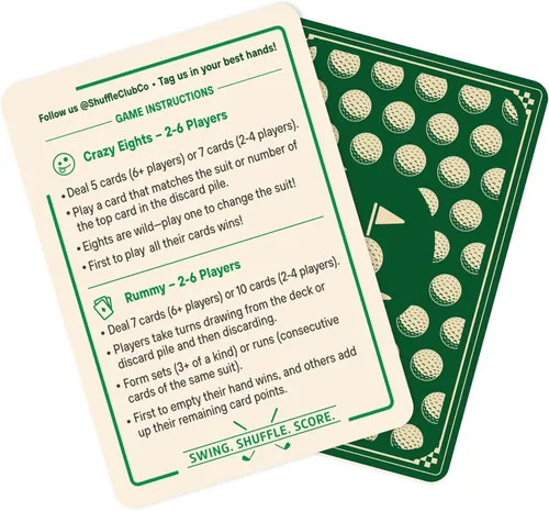 Vista 3 de Naipes de golf – Baraja de golf vintage ilustrada a mano Tarjetas de póquer y blackjack temáticas de golf Regalo premium para golfistas