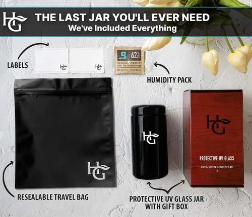 Vista 2 de Herb Guard - Tarro hermético ultravioleta de 2 onzas (1 litro) mantiene las hierbas frescas durante meses