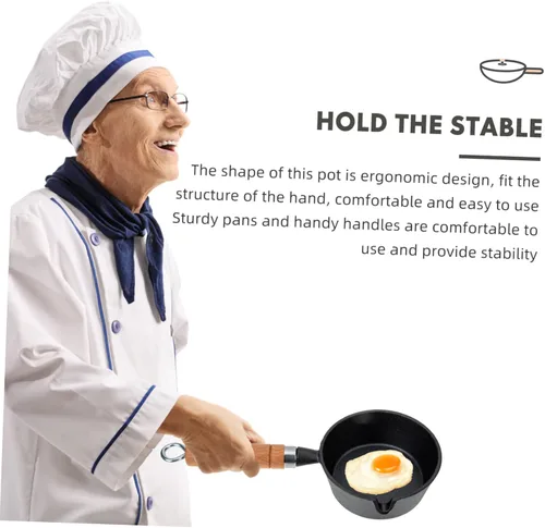 Vista 5 de Luxshiny Olla de salsa de aceite caliente con tapa, sartenes japonesas con tapas, utensilios de cocina pequeños, sartén para huevos japoneses