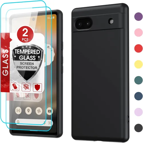 LeYi Funda para Google Pixel 6A, Funda para Google Pixel 6A [6.1"] con Paquete de 2 Protectores de Pantalla de Vidrio Templado, Funda de Silicona