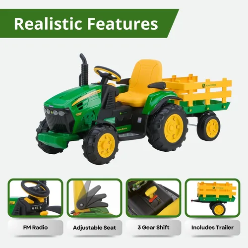 Vista 9 de Peg Perego John Deere - Tractor de fuerza terrestre con remolque de 12 voltios para montar