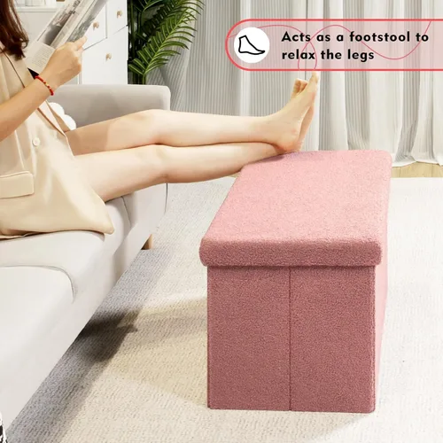 Vista 144 de PINPLUS Otomanas otomanas de almacenamiento con forma cuadrada con reposapiés de almacenamiento para sala de estar, asiento otomano Boucle para Gris