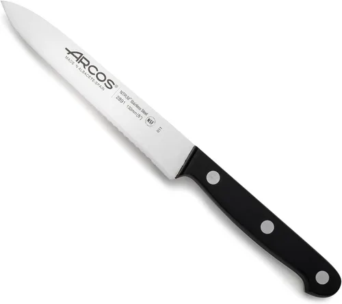 Vista 31 de Arcos Cuchillo para pan de acero inoxidable nitrum de 8 pulgadas y hoja de 7.874 in. Obtén una gran variedad de cortes para tu alimentación.