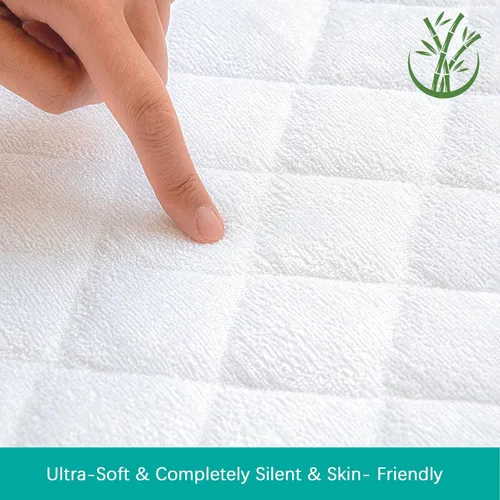 Vista 4 de Protector de colchón para cuna con cremallera, funda impermeable para colchón de cuna, transpirable y absorbente, funda de 6 lados totalmente