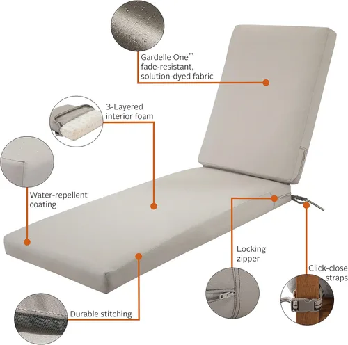 Vista 3 de Classic Accessories Ravenna - Cojín para tumbona de patio, resistente al agua, 80 x 26 x 3 pulgadas, hongo, cojines de asiento para exteriores