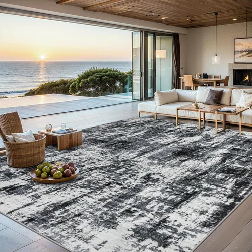 Vista 12 de Area Rugs - Alfombra para sala de estar, 4 x 6, lavable, moderna, abstracta, suave, neutra, antideslizante, grande para interiores, resistente a