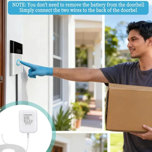 Vista 5 de LIANSUM Adaptador de corriente de cable C de 18 V 500 mA compatible con timbre de video, Nest Hello Doorbell, Ring Video Doorbell Pro, Ring Video