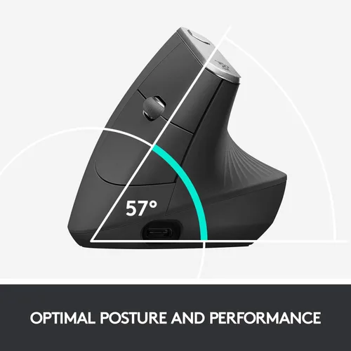 Vista 3 de Logitech MX - mouse inalámbrico vertical – diseño ergonómico avanzado que reduce la tensión muscular, controla y mueve contenido entre 3