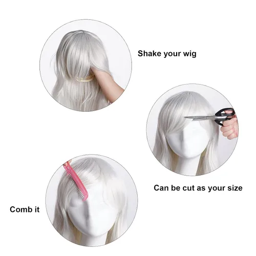 Vista 12 de Rbenxia Peluca larga y rizada para cosplay, resistente al calor Bown